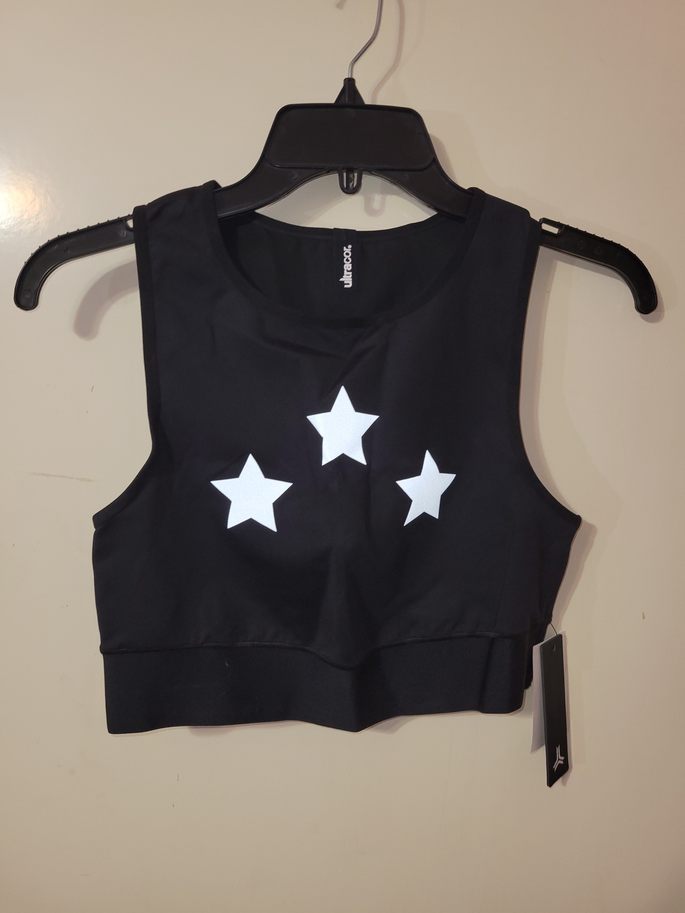 ultracor Black Crop Tank with White Star Motif